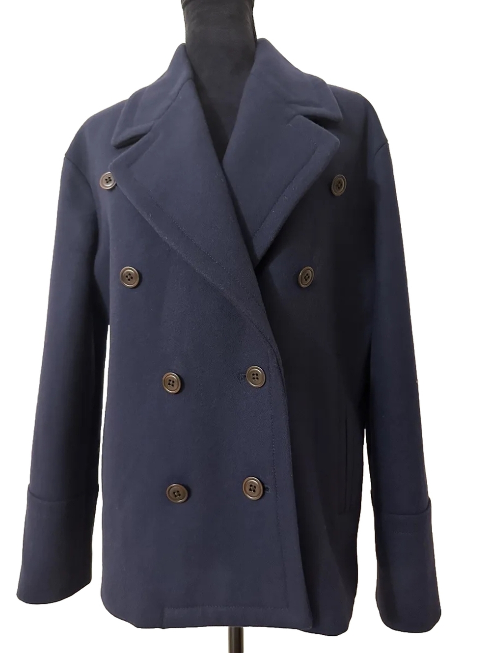 J.Crew Womens Double Breasted Melton Wool Peacoat Navy Size 2T